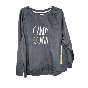 Ray Dunn Candy Comma Black Pullover Studio Raglan Sweater With Verbiage